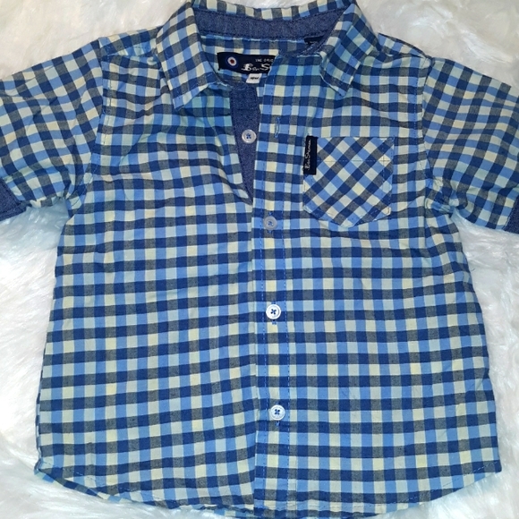 NWOT The Original BEN SHERMAN toddler boy Button Down Plaid Shirt~18mo. - Picture 2 of 13